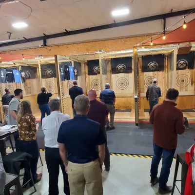 a group of people sitting at a station