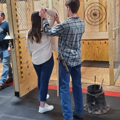 a person standing in front of a building
