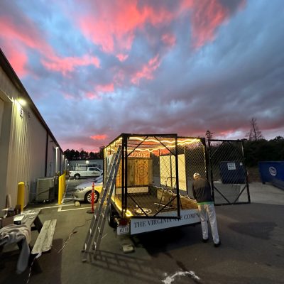a truck is parked on the side of a road