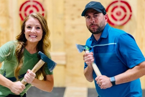 a person holding a racket