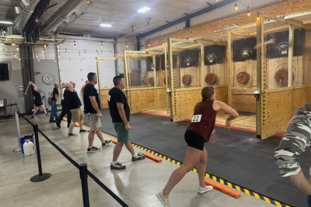 a group of people in a room